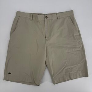 Lacoste Mens‎ Classic Fit Chino Shorts Khaki Beige Size 46 Casual Golf Flat